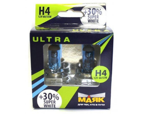 Лампа автомобильная  "МАЯК" H4 12V 60/55 Ультра +30% (к-т)