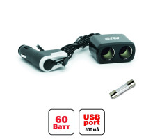 Разветвитель прикуривателя AVS 12/24 2 гн + USB CS213U