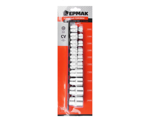 ЕРМАК Набор головок торцевых "Супер лок"10шт. 1/2 (10-24)  736-116